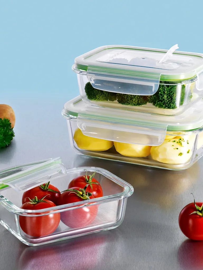  Glas Frischhaltedosen 3er Set Klick-It Gefrierdosen Lunchbox Brotdose Mikrowelle