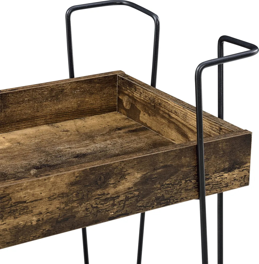  Servierwagen Vaxholm 78x62x32cm Barwagen Beistellwagen Rollwagen Bis 10 Kg Stahlgestell Dunkler Holzton