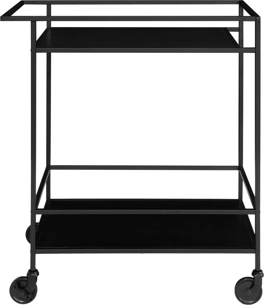  House Nordic Vita Servierwagen Schwarz | Barwagen Mit Rollen Inkl. Bremsen | Schlichtes Metallgestell Im Industrie-Design