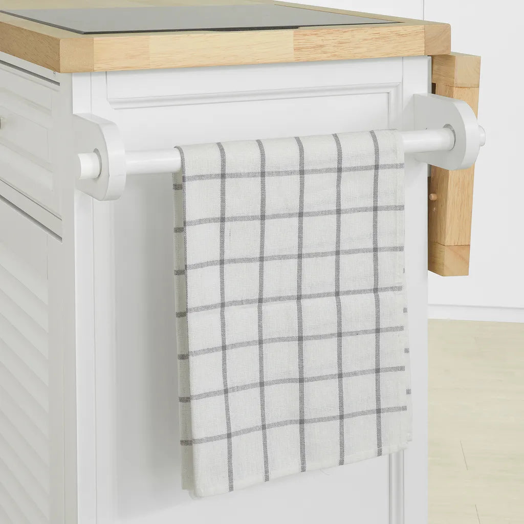  SoBuy FKW84-WN Kücheninsel Küchenwagen Mit Erweiterbarer Arbeitsplatte Küchenschrank Servierwagen Sideboard Auf Rollen Weiß