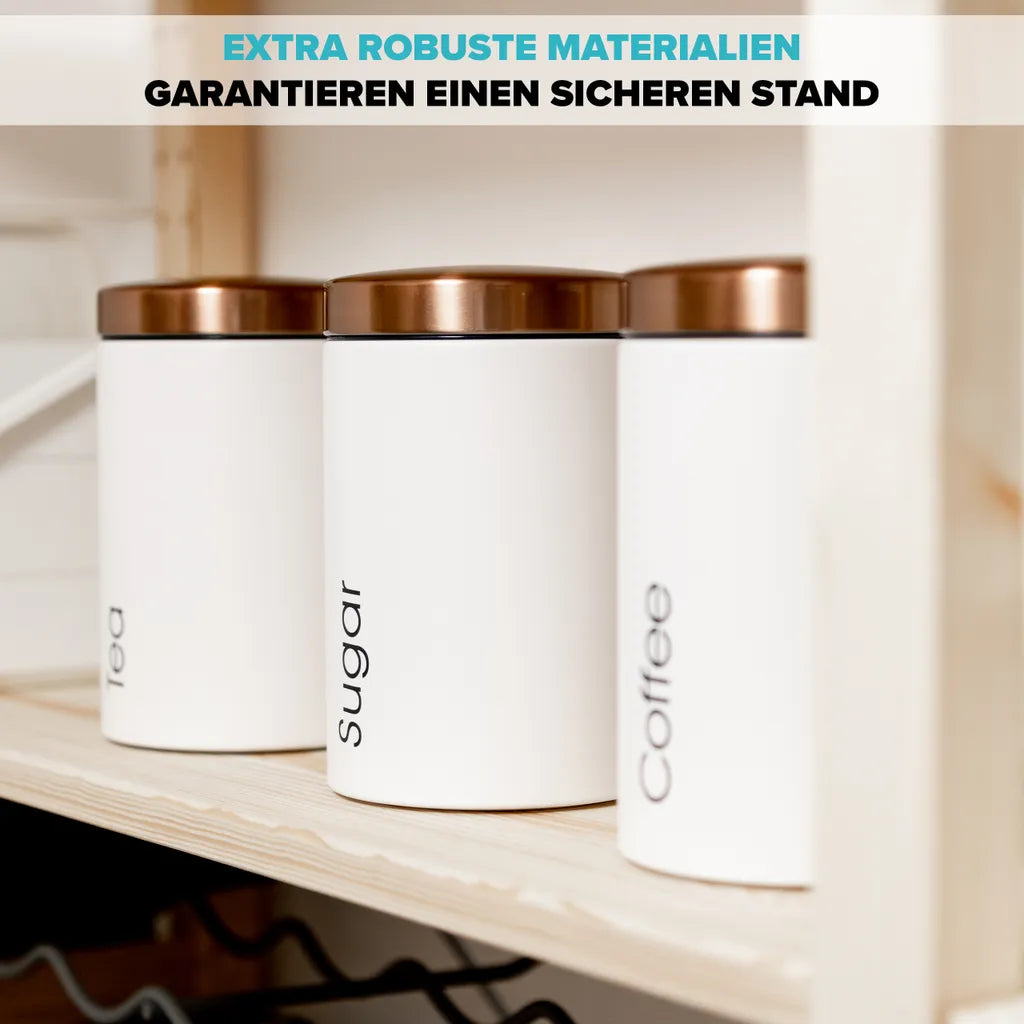  Lubur Premium Vorratsdosen Set - 3X Aufbewahrungsdose Für Lebensmittel - 1L Vorratsbehälter In Edlem Design Storage Jars - Pflegeleichte Vorratsdose Mit Deckel