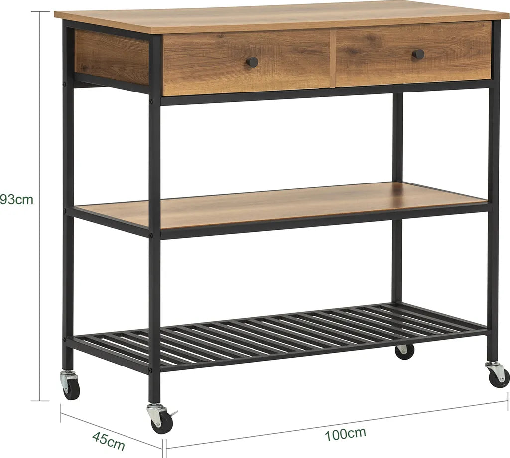  SoBuy FKW112-PF Küchenwagen Servierwagen Küchenregal Kücheninsel Flurschrank Sideboard Beistelltisch Rollwagen Industrie-Design BHT Ca.: 100x93x45cm