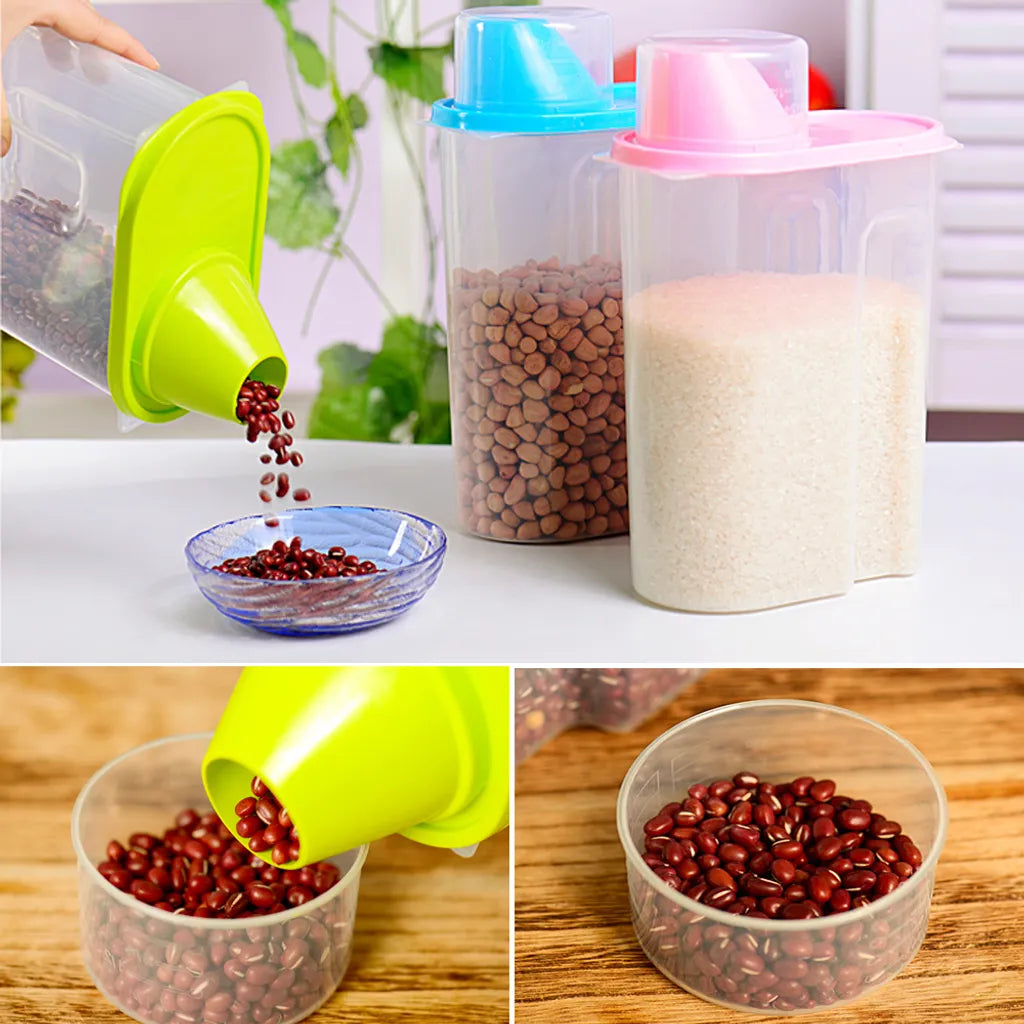  Vorratsdosen Set Mit Deckel, Aufbewahrungsbox Küche, Frischhaltedosen 2.5L & 1.9L BPA-frei Luftdicht Vorratsbehälter Mit Messbecher Kunststoff Schüttdosen Für Mehl Müsli (2 Stück)