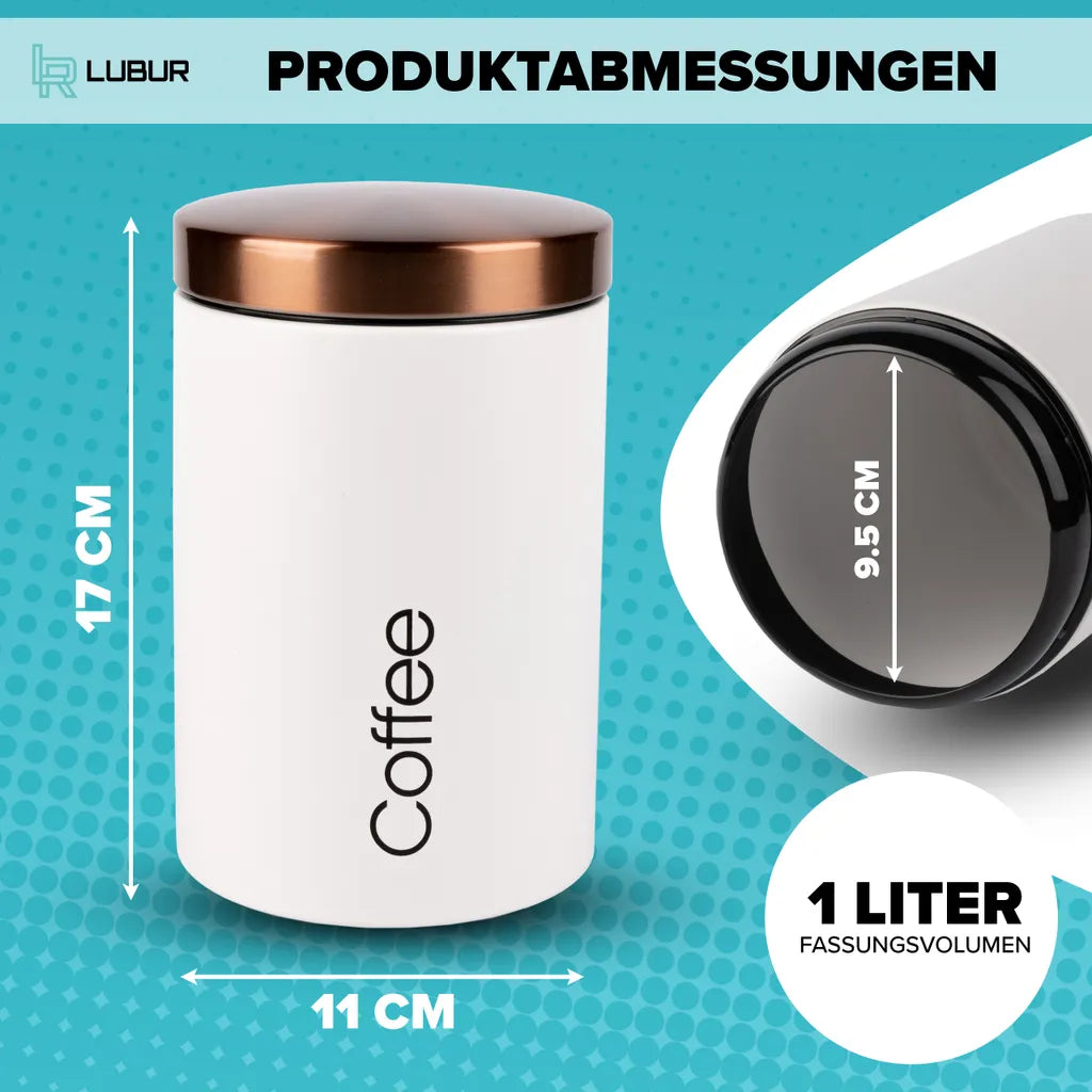  Lubur Premium Vorratsdosen Set - 3X Aufbewahrungsdose Für Lebensmittel - 1L Vorratsbehälter In Edlem Design Storage Jars - Pflegeleichte Vorratsdose Mit Deckel