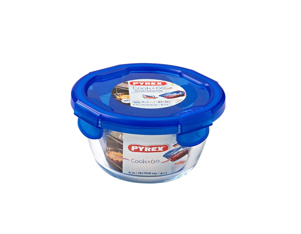  Pyrex Cook & Go Glas Runde Schüssel Mit Deckel 0.7L