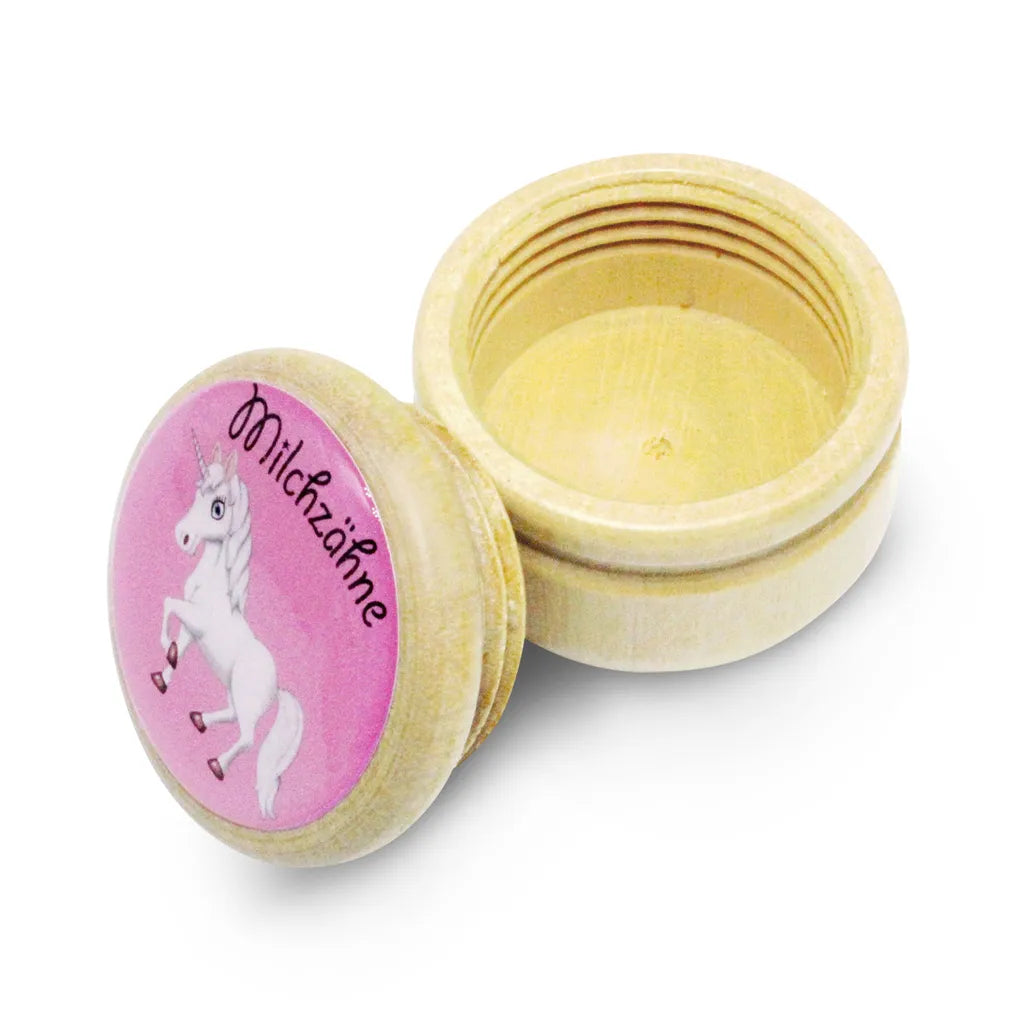  Milchzahndose Einhorn Zahndose Milchzähne Bilderdose Aus Holz Mit Drehverschluss 44 Mm ( Einhorn ) - 7011