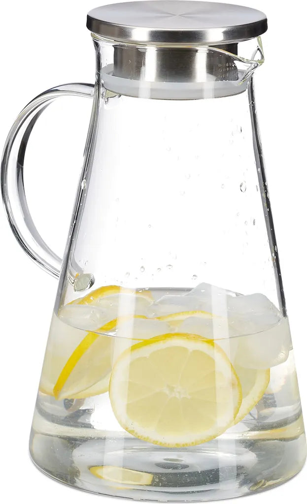  Relaxdays Glaskaraffe Mit Deckel 1,8 Liter