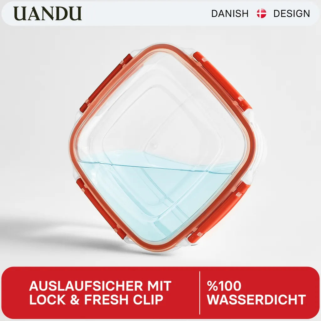  Uandu Lock & Fresh 5er Vorratsdosen Set, Frischhaltedosen Mit Deckel Für Lebensmittel, Mikrowellen-, Und Gefriergeeignet, Vorratsdosen Mit Deckel, Meal Prep Boxen, Aufbewahrungsbox Küche - Rot