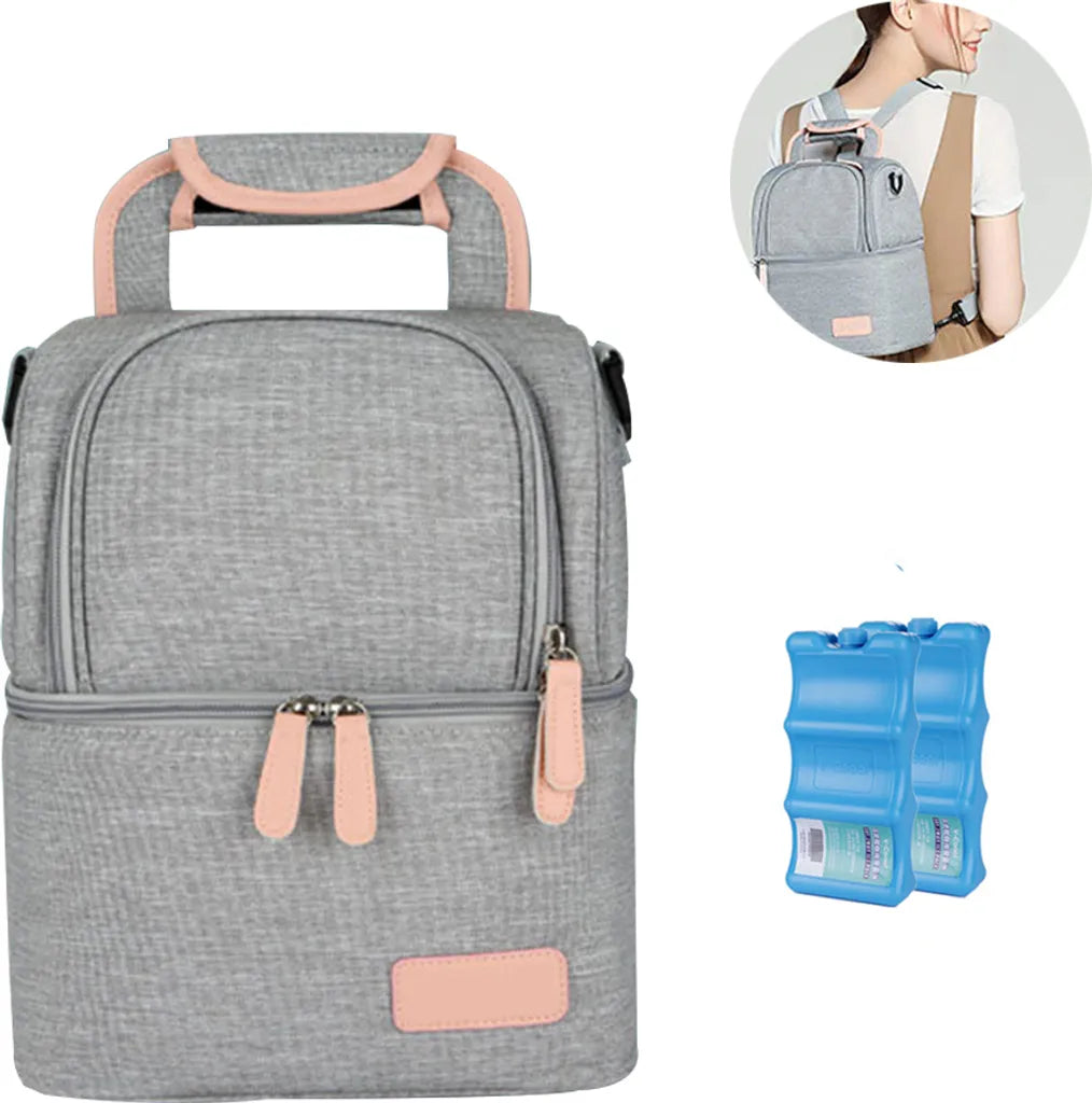  Kühltasche Für Muttermilch, Babyflasche, Wasserdicht, Für Gefrierschrank, Mama, Reiserucksack, Tragbar, Wärmeisoliert, Lunchbox Für Damen, Herren, Kinder, Große Kapazität, Handtasche,Grey
