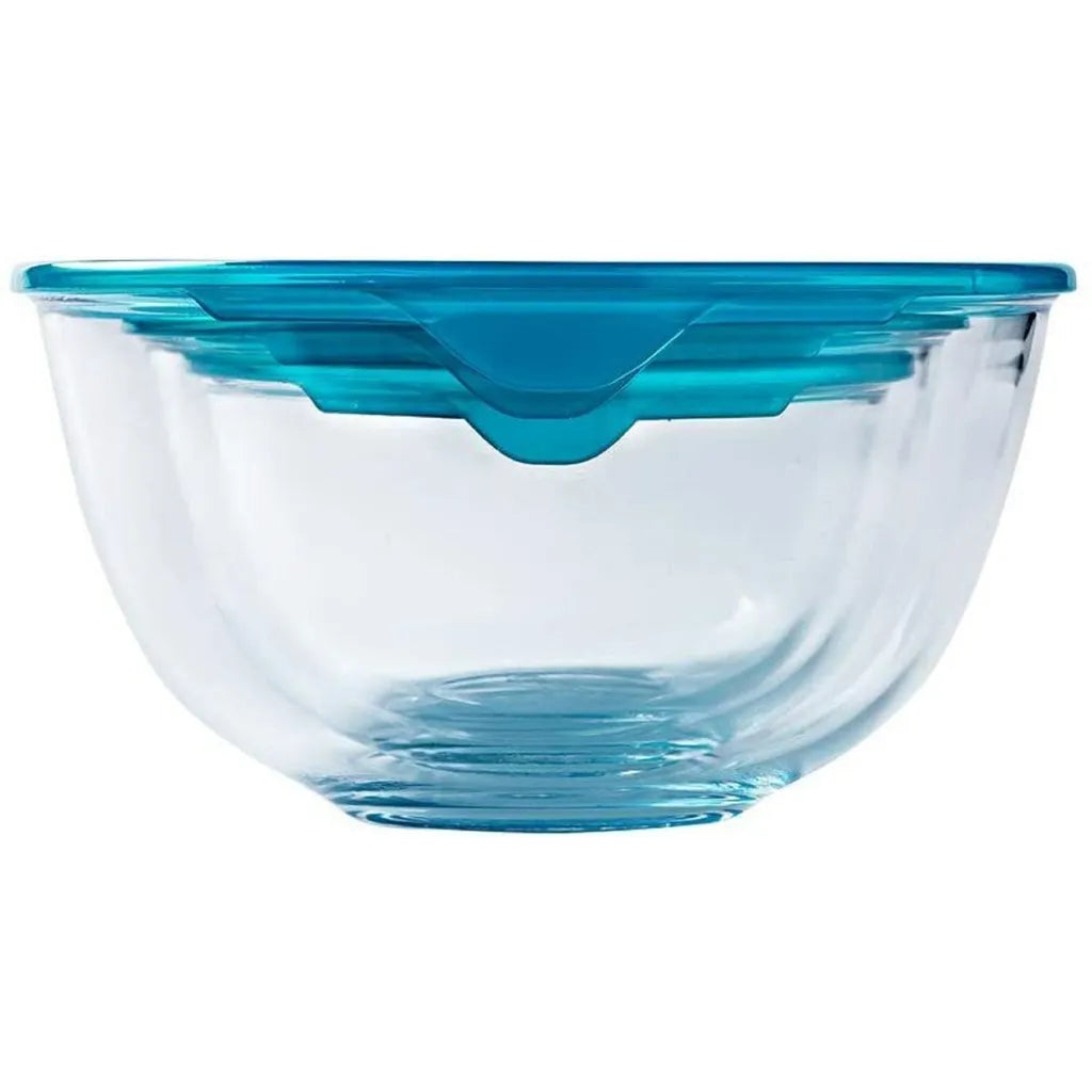  Pasabahce 97314 Chefs Vorratsdosen 3er Set Aufbewahrung Servierschalen Set Rührschüssel Glas Stapelbar Salat Schüsseln Schale Mit Deckel