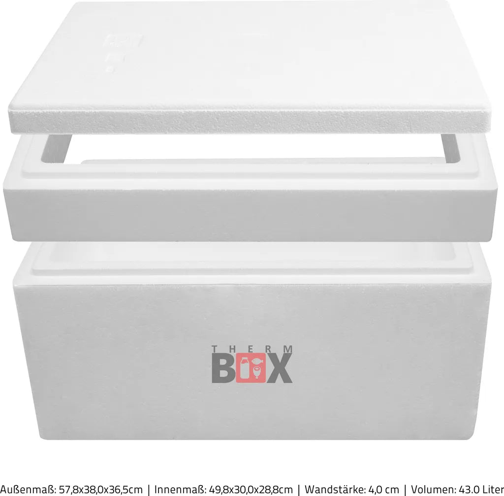  Modularbox 43M | Wand: 4,0 Cm | Volumen: 43L | Innenmaß:49x30x28cm | Erweiterbar Isolierbox Thermobox Kühlbox Warmhaltebox