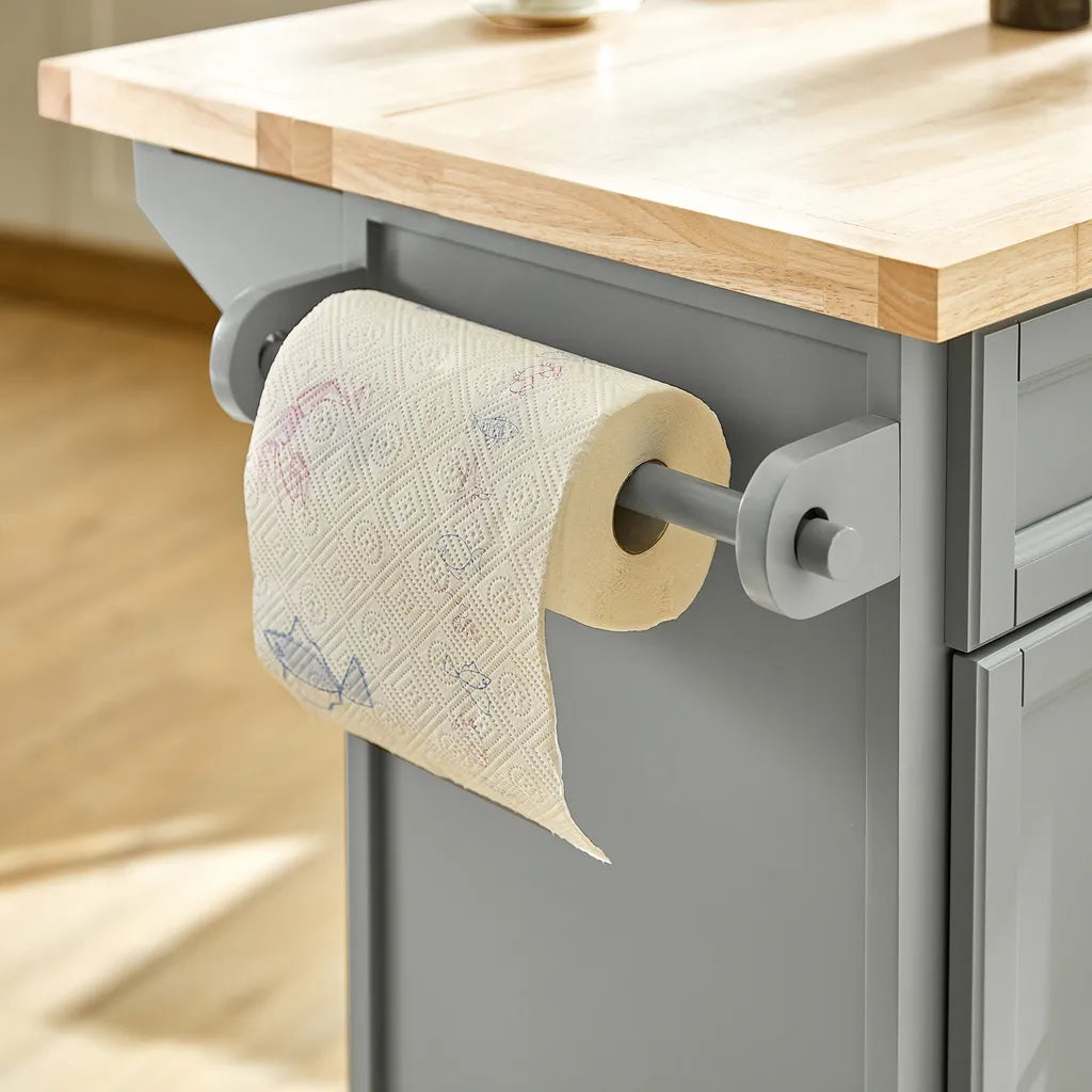  SoBuy FKW71-HG Kücheninsel Küchenwagen Mit Erweiterbarer Arbeitsplatte Küchenschrank Servierwagen Holz BHT Ca.: 115x92x46-71cm