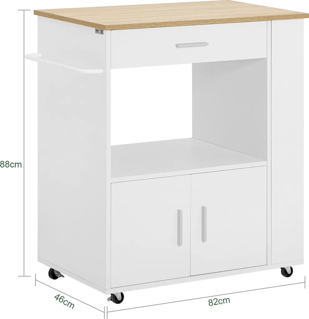  SoBuy FKW113-WN Servierwagen Küchenwagen Kücheninsel Küchenschrank Rollwagen Küchentrolley Mikrowellenschrank Küchenrollwagen Weiß BHT Ca.: 75x83x46cm
