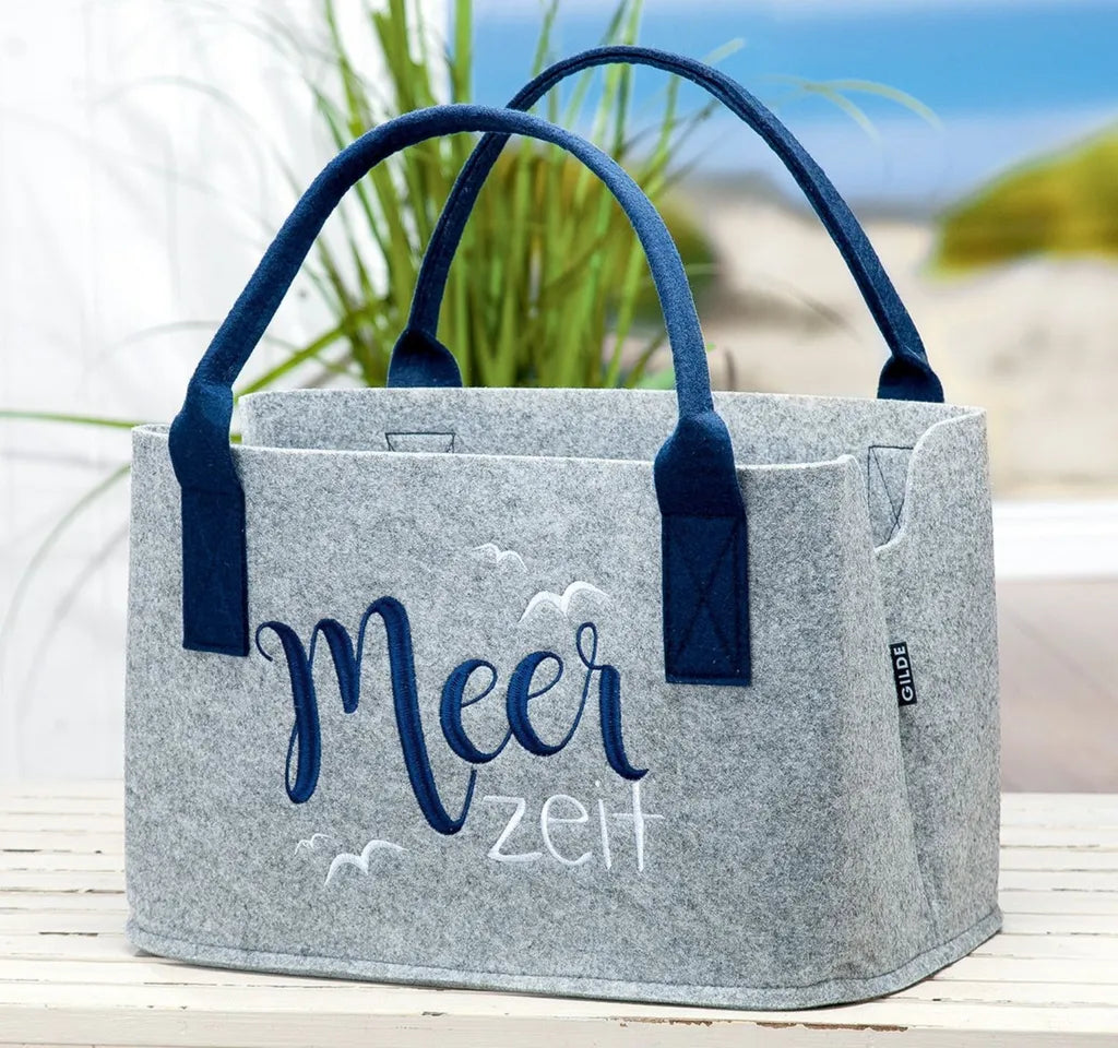  Große Maritime Filztasche. Shopping Komfort Auf 40 X 26 X 26 Cm. Modell MEERZEIT. Viel Stauraum