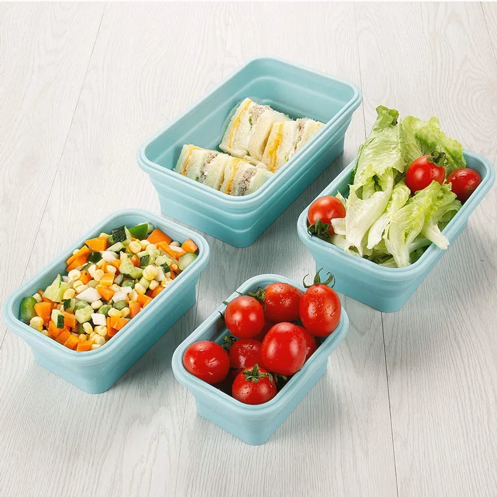  Faltbare Frischhaltedosen, 4 PCS Kitchen Vorratsdosen Set Faltbare Brotbox Silikon Zusammenklappbaren Container, Camping Schüssel Faltbar Set, Frischhalteboxen Für Kühlschränke