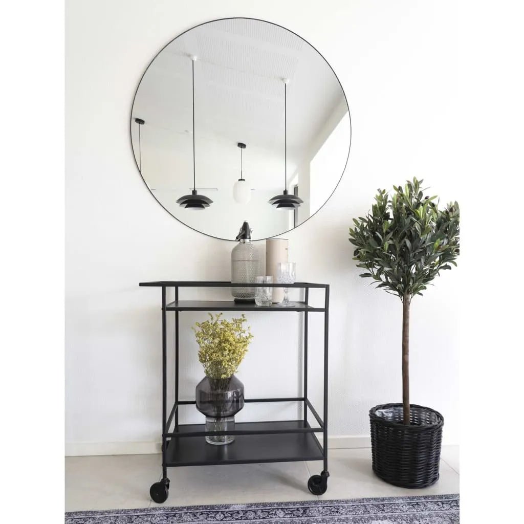  House Nordic Vita Servierwagen Schwarz | Barwagen Mit Rollen Inkl. Bremsen | Schlichtes Metallgestell Im Industrie-Design