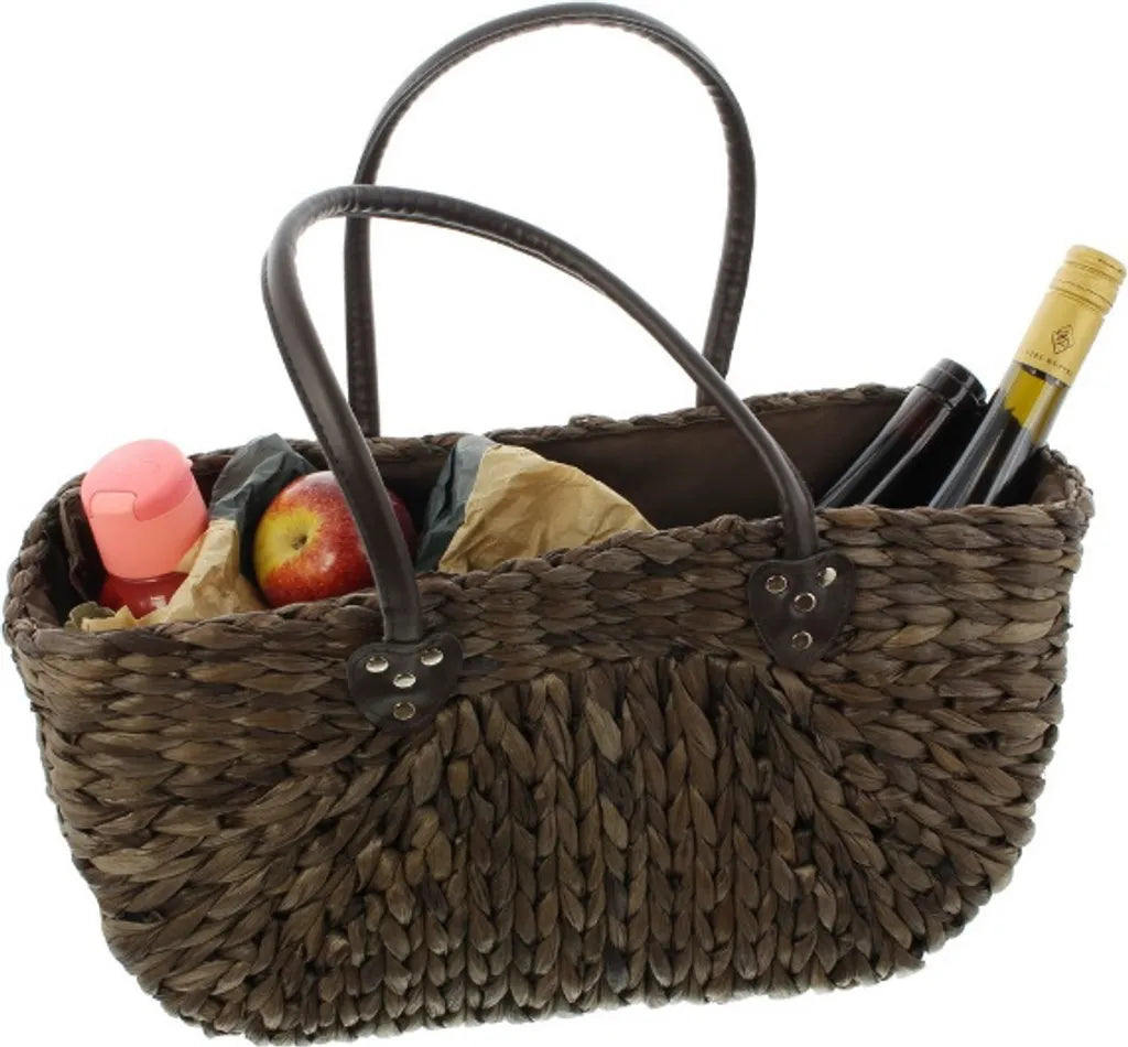  Maisstroh-Tasche, Mokka, T43 X B20 X H24 Cm, GH44 Cm, Einkaufstasche,Tragetasche