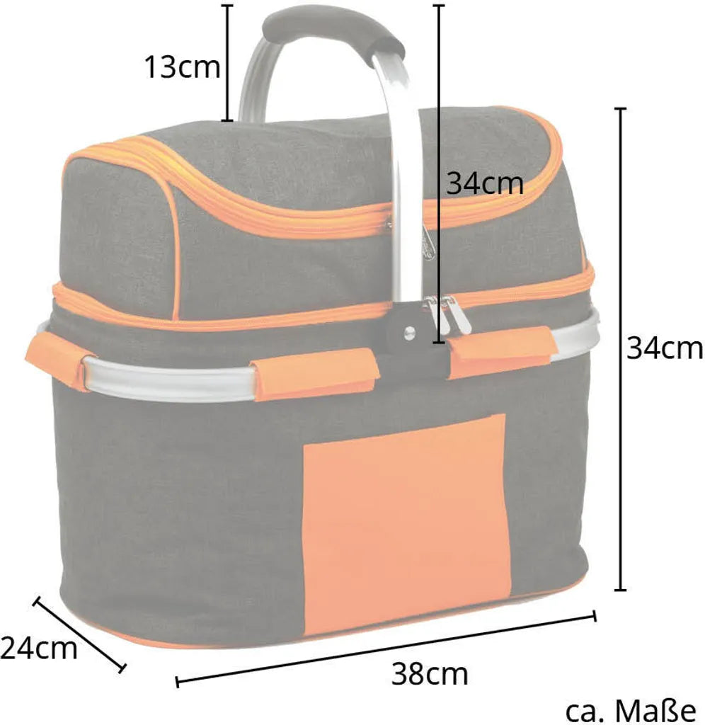  SVITA Picknickkorb 25l Thermo Einkaufskorb Mit Kühlfunktion Kühlbox Kühltasche Grau
