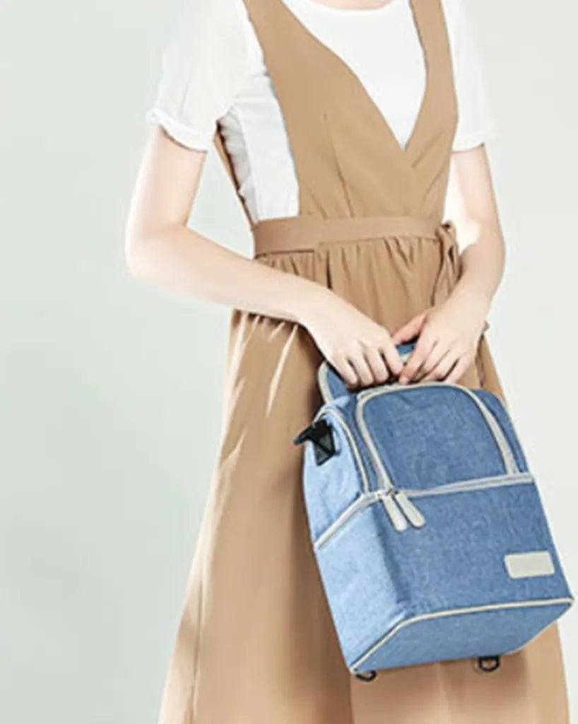  Muttermilch-Kühltasche Mit Kühlakkus, Doppellagig, Passend Für 3 Flaschen, Bis Zu 255 Ml, Für Stillen, Muttermilch, Pumpbeutel, Rucksack ,Denim Blue