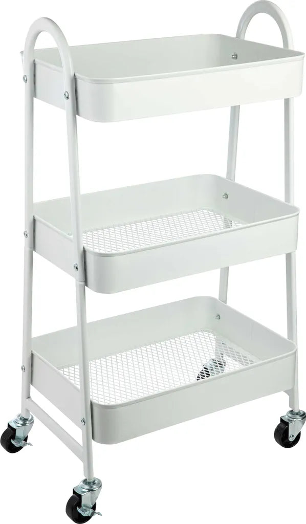  ONVAYA® Servierwagen Silvio | Beistellwagen | Weiß | 30,5 X 45 X 77 Cm | 3 Fächer | Multifunktionswagen | Transportwagen | Allzweckwagen | Küchentrolley | Nischenregal