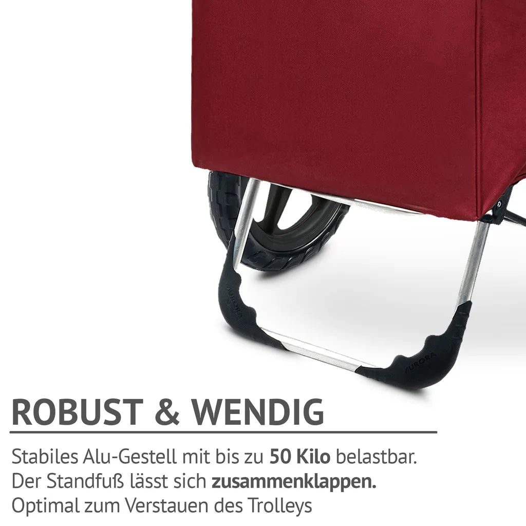  Einkaufstrolley KILEY XXL Bordeaux Mit 78l Fassung & Seitentaschen - Extragroße, Leise & Abnehmbare Gummiräder