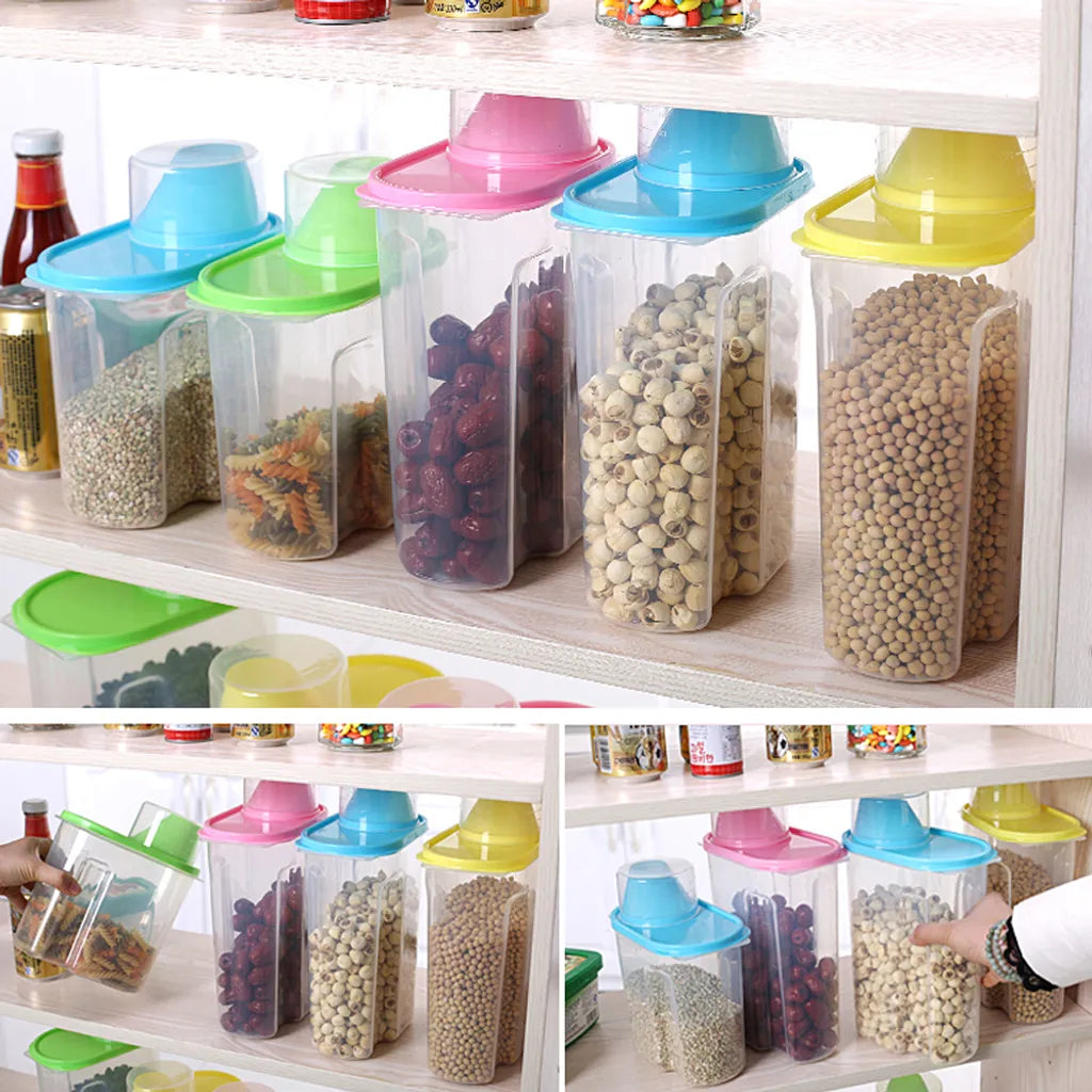  Vorratsdosen Set Mit Deckel, Aufbewahrungsbox Küche, Frischhaltedosen 2.5L & 1.9L BPA-frei Luftdicht Vorratsbehälter Mit Messbecher Kunststoff Schüttdosen Für Mehl Müsli (2 Stück)
