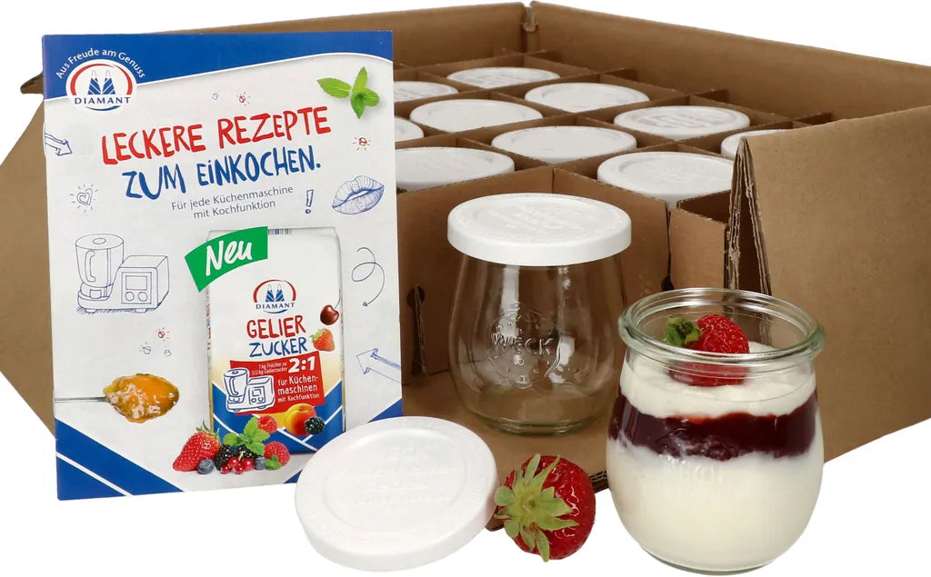  MamboCat 12er Set Weckgläser Tulpenglas Mit Frischhalte-Deckel 220ml + Rezeptheft