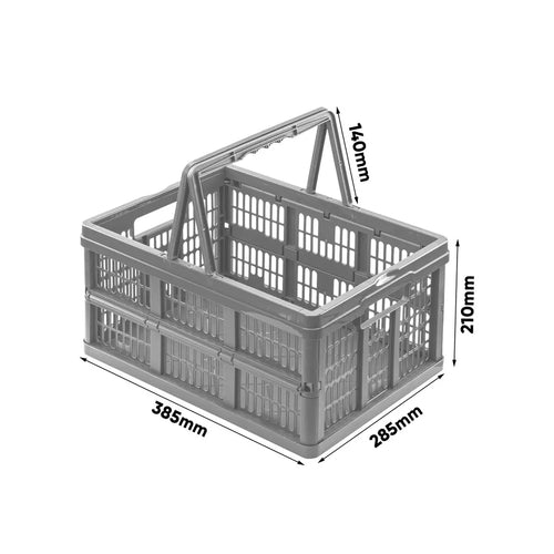  2X Einkaufskorb Mit Griffen Klappbox EMMA 18,5L Grau Keeeper 38x28x21
