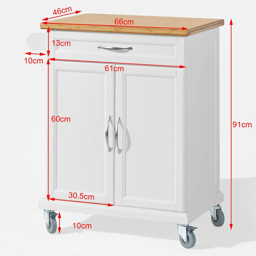  SoBuy Küchenwagen Aus MDF Mit Bambus Top, Küchenschrank, Servierwagen FKW13-WN
