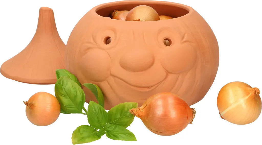  Mambocat 3tlg. Terrakotta-Töpfe Set Knoblauchtopf + Zwiebeltopf + Kartoffeltopf Vorrats-Dosen