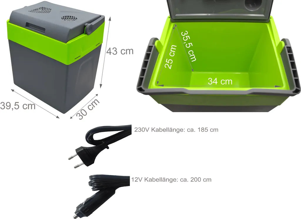  Steinborg Kühlbox 30 Liter | Warmhaltebox | Praktischer Tragegriff | Eco-Modus | 12 V/ 230 V Stromversorgung