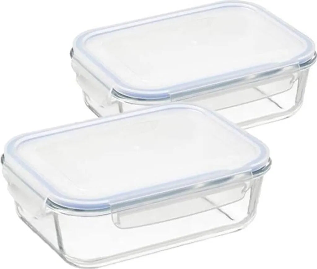 Glas Frischhaltedose Set Mit Deckel - 2x Vorratsdosen In - Auslaufsicher Hitzebeständig Kältebeständig - Glasbehälter Boxen