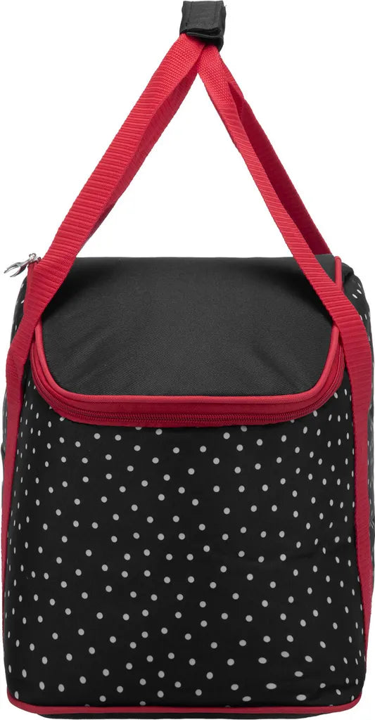  Anndora Kühltasche 20 L - Schwarz Weiß Gepunktet Isoliertasche Einkaufstasche - Snövit - Schwarz-Rot