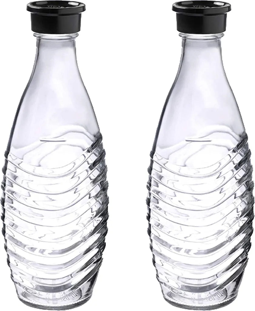  SodaStream Glaskaraffe Duo Pack Mit Schwarzem Deckel 2 Stück Je 600ml