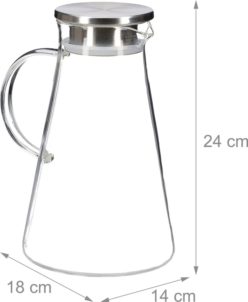  Relaxdays Glaskaraffe Mit Deckel 1,8 Liter
