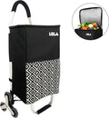  LBLA Einkaufstrolley 48L Klappbar Mit Treppensteiger/Treppenklettern, Mehrzweckwagen Multifunktional, Einkaufswagen Mit Edelstahlrahmen, Wasserdichte Segeltuchtasche Mit Kühlfach