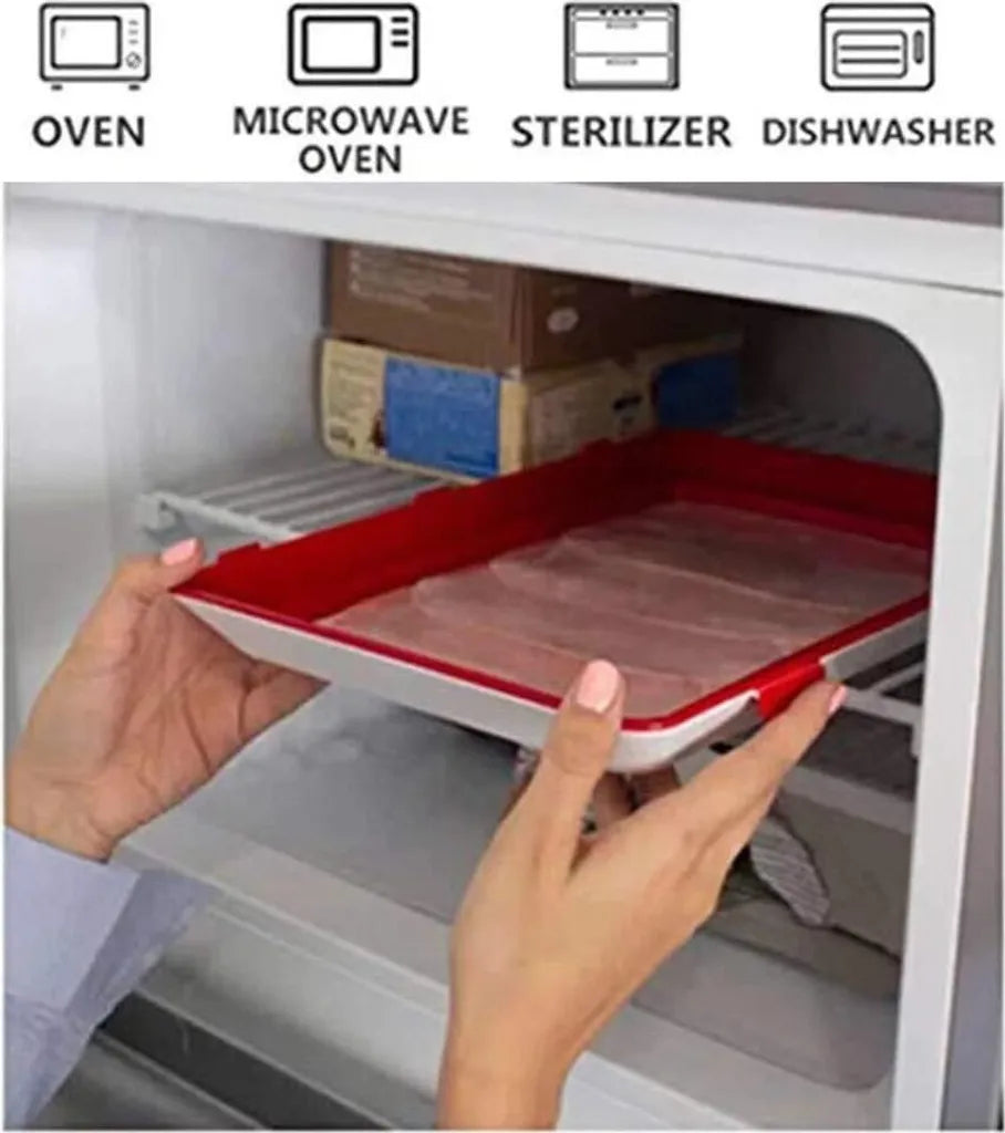  Konservierungsschale Für Lebensmittel Waste Food Preservation Tray Vakuum Frische Aufbewahrung Tablett Mit Elastischen Film Schnalle Dichtung Vorratsbehälter Set Küchenhelfer (4pcs)
