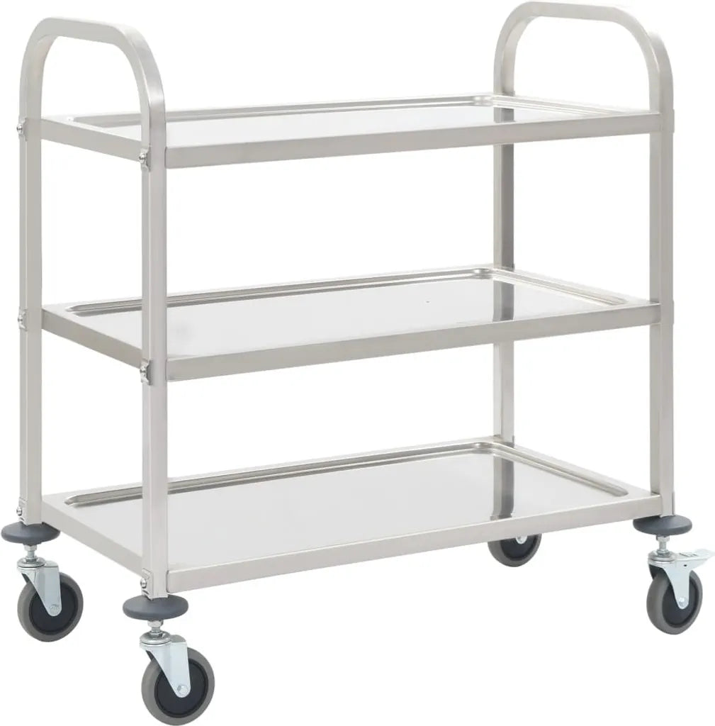  VidaXL 3-Stufiger Servierwagen 95x45x83,5 Cm Edelstahl