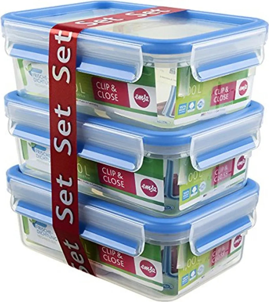  Emsa Clip & Close 3Er Set Frischhaltedosen, 3 X 1,00 L, 508558