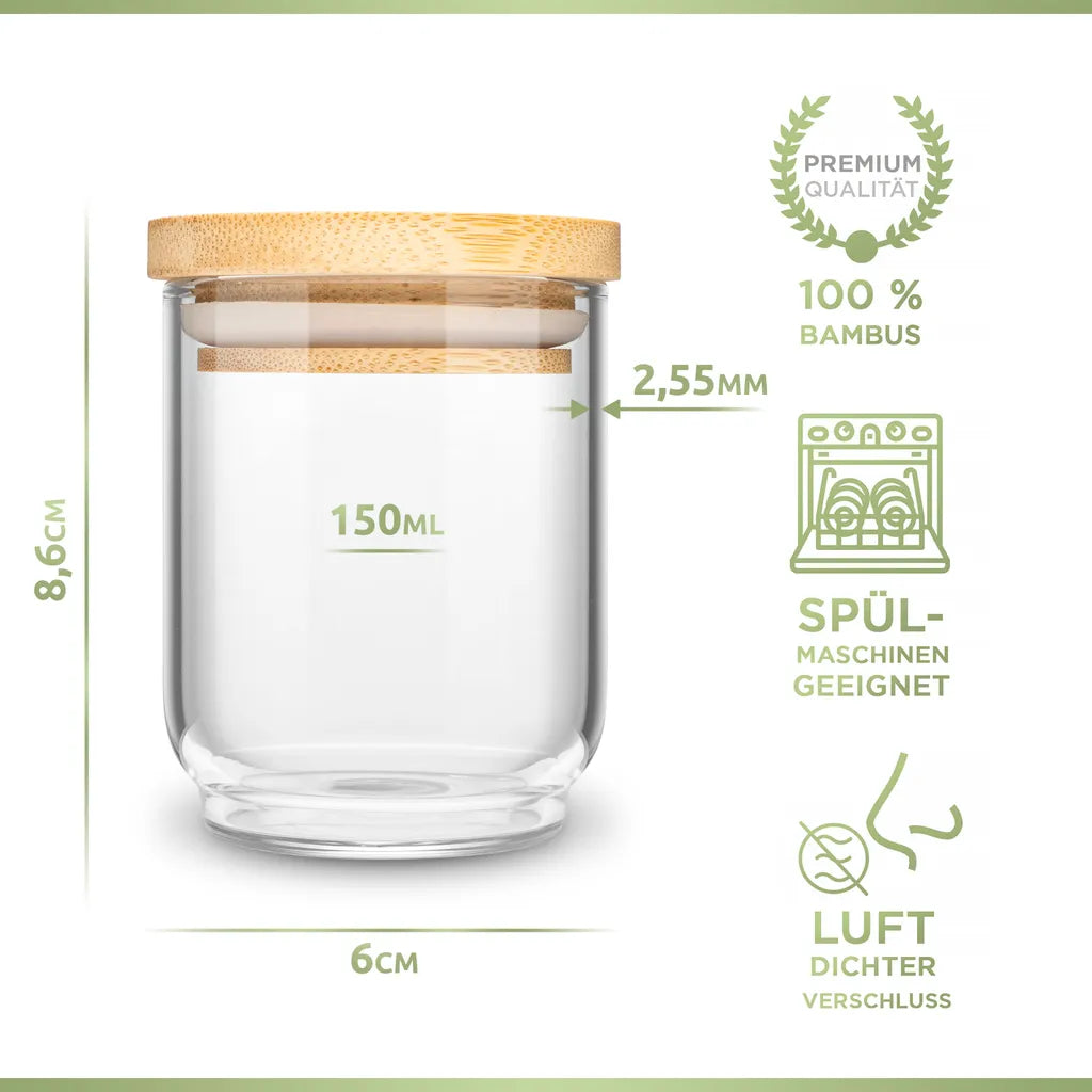 PORADA 12 Stapelbare Gewürzgläser Set 150ml Glasbehälter Mit Deckel Aufbewahrung Küche Gewürzdosen Vorratsdosen Glas Mit Deckel Aufbewahrungsgläser Küchenorganisation Aufbewahrung…