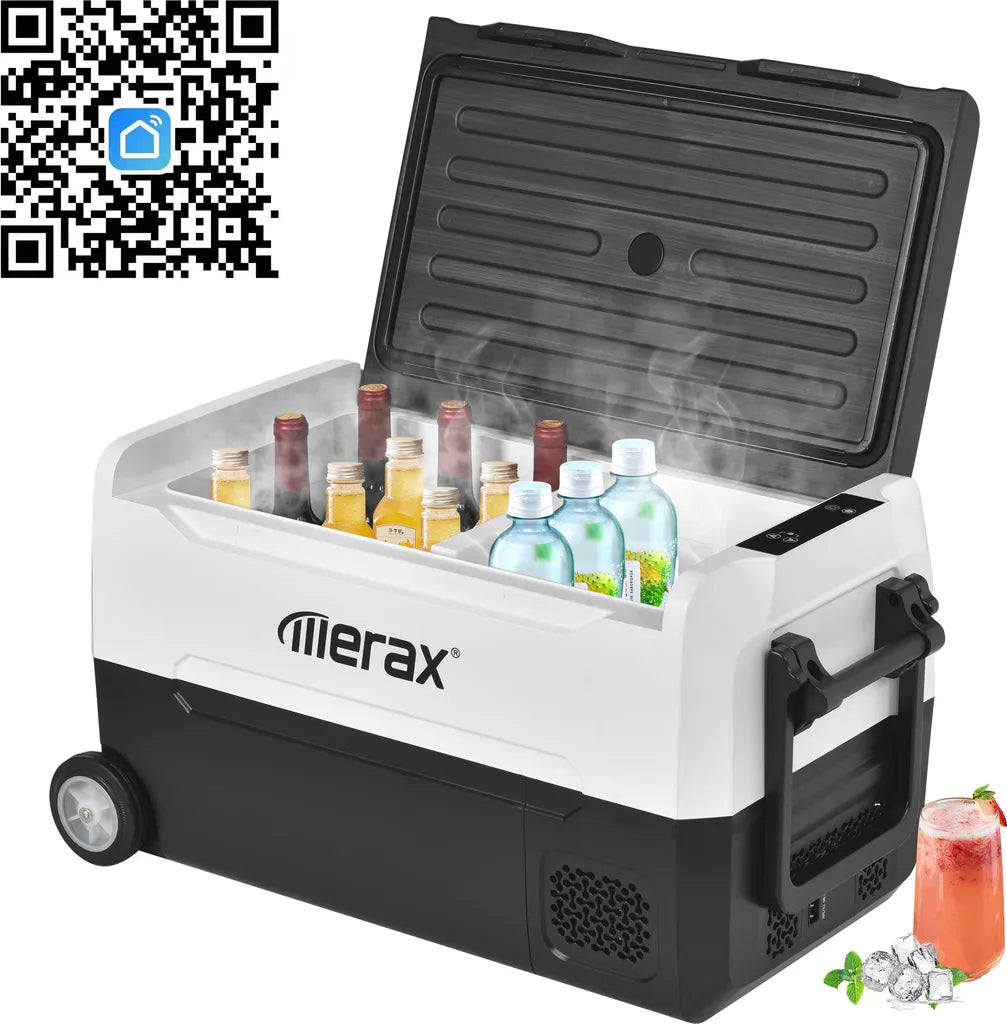  Merax Elektrisch Kühlbox Mit Kompressor 31.5L Schwarz, Mini Kühlschrank Tragbar Kühlleistung Bis -20° C, Gefrierbox 12/24 V Und 230 V Für Büro, Auto, Camping, Garten