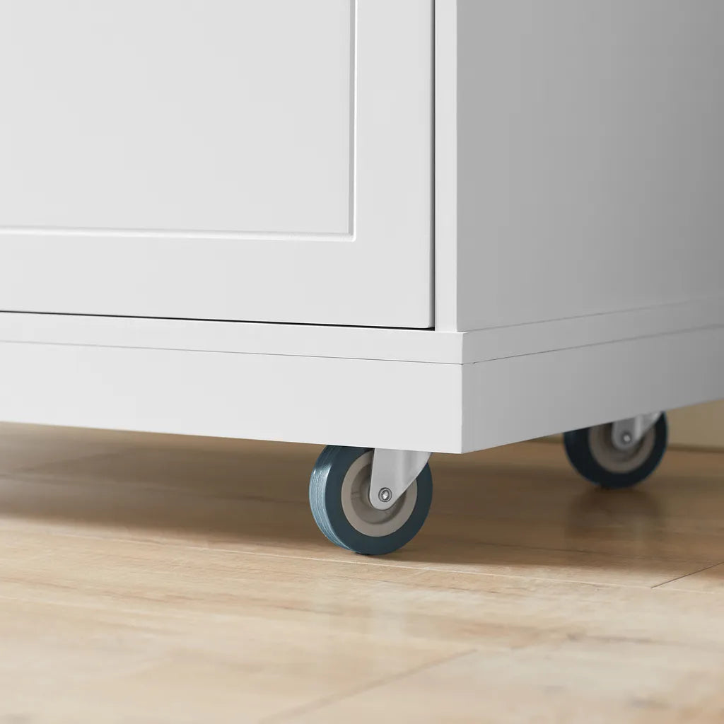  SoBuy FKW105-WN Design Küchenwagen Mit Arbeitsplatte Kücheninsel Küchenschrank Rollwagen Mikrowellenschrank Weiß-Natur BHT Ca.: 127x94x51cm