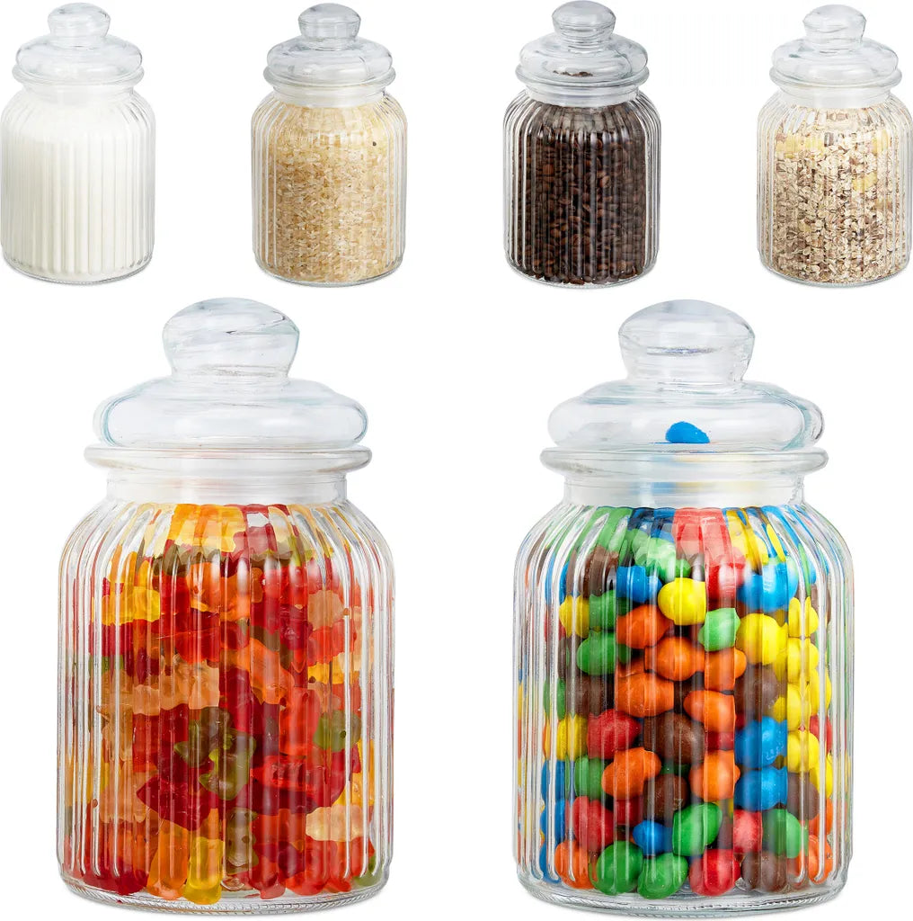  Relaxdays Vorratsgläser 6er Set 1000 Ml