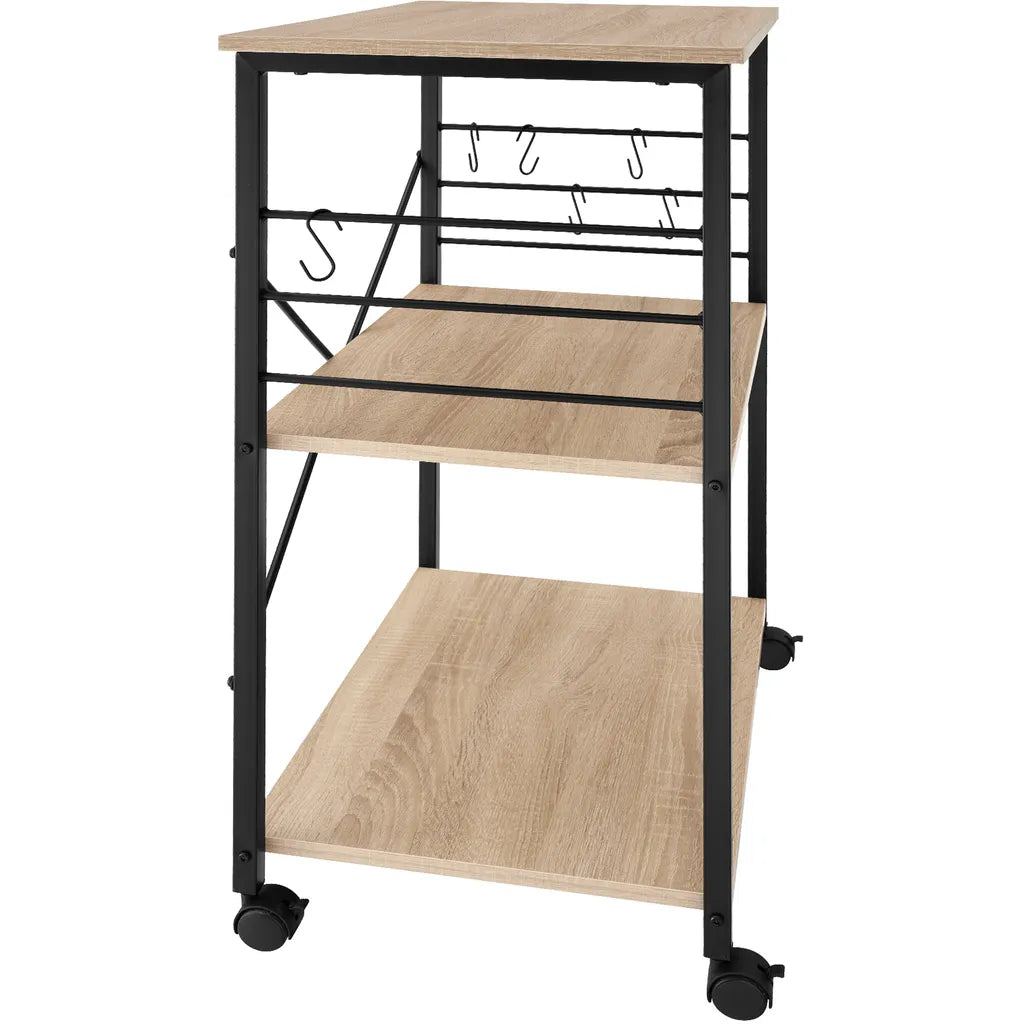  Tectake Servierwagen Rugby 65,5x45,5x88,5cm - Industrial Holz Hell, Eiche Sonoma