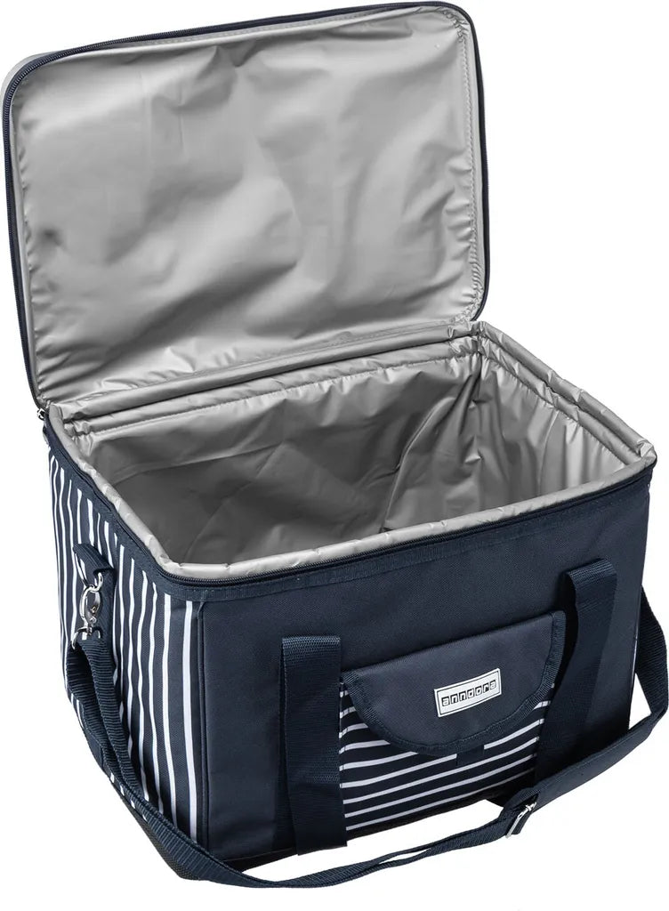  Anndora Kühltasche XL 40 Liter AHOI Mit Reissverschluss - Blau-weis-gestreift