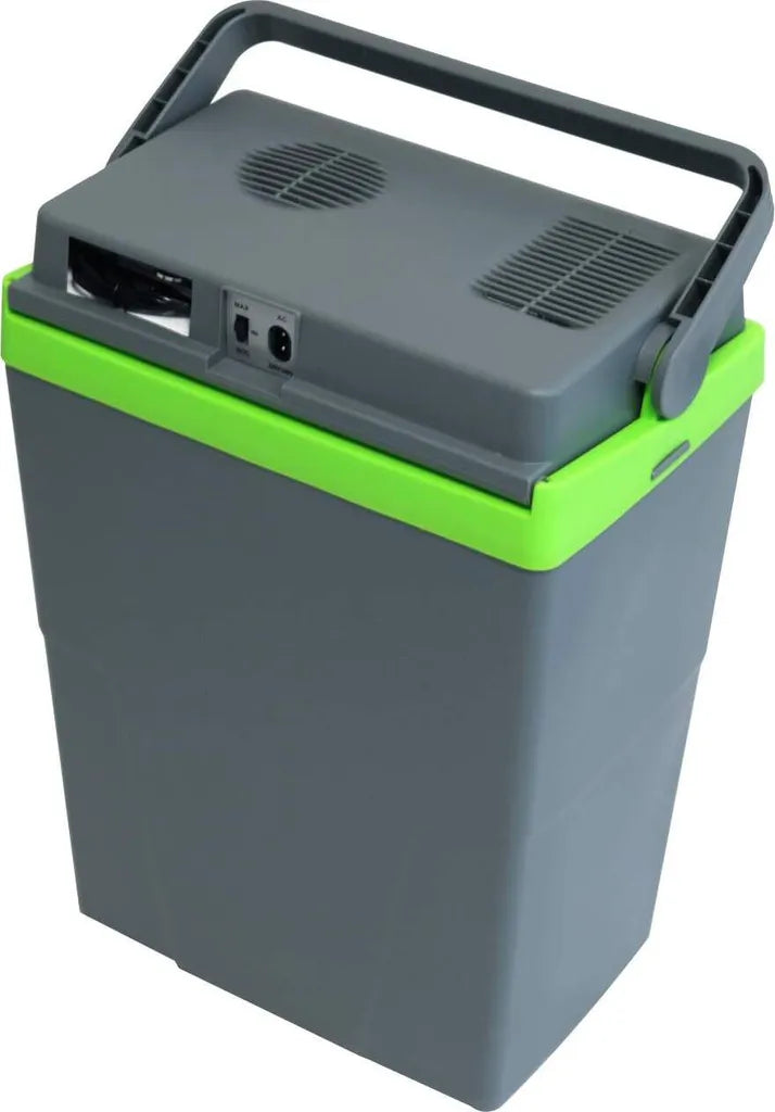  MAXXMEE Kühlbox - Wahlweise Via Netzkabel Oder KFZ-Anschluss - 22l Volumen - Grau/limegreen Kühlbox Camping Kühlschrank 22L Auto 12V 230V Thermobox Elektrisch Picknick Grau