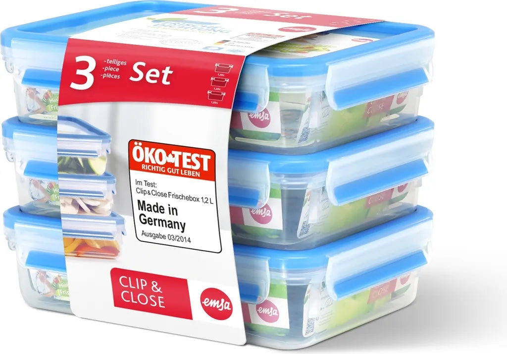  Emsa Frischhaltedose CLIP & CLOSE 3er Set 1,20 Liter Blau