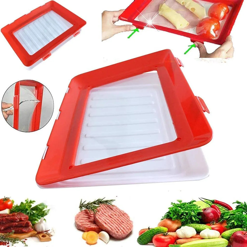  Konservierungsschale Für Lebensmittel Waste Food Preservation Tray Vakuum Frische Aufbewahrung Tablett Mit Elastischen Film Schnalle Dichtung Vorratsbehälter Set Küchenhelfer (4pcs)