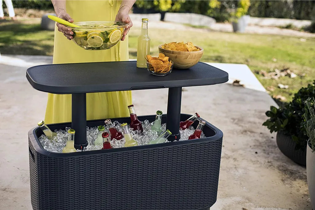  Keter Garden Bar 2in1 Tisch, Bar Mit Kühlbehälter Bevy Cool Bar Rattan