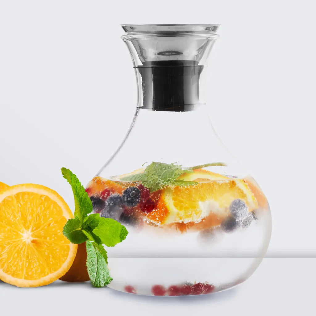  Relaxdays Glaskaraffe 1,5 Liter Bauchig